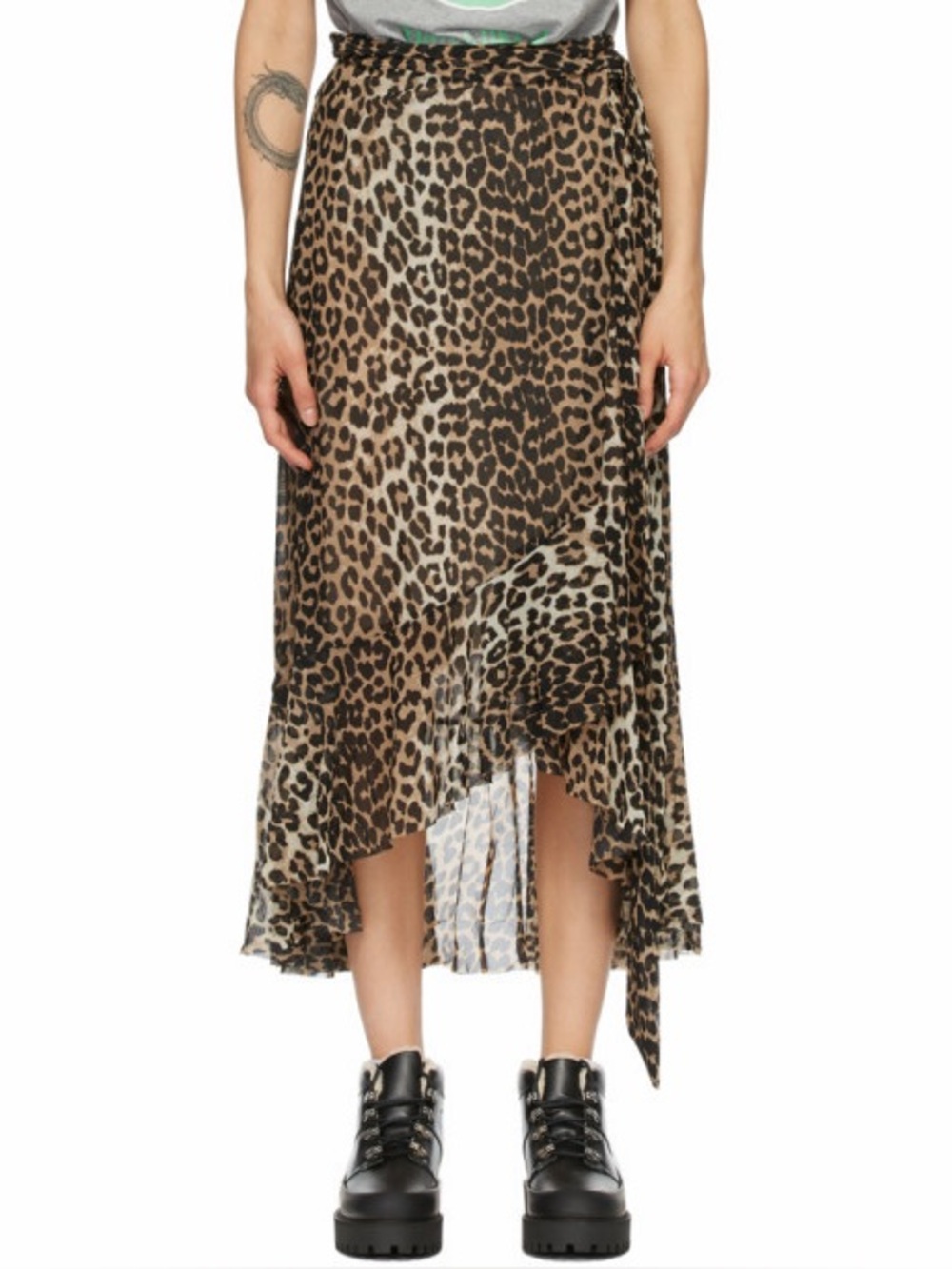 GANNI Printed Wrap Midi Skirt